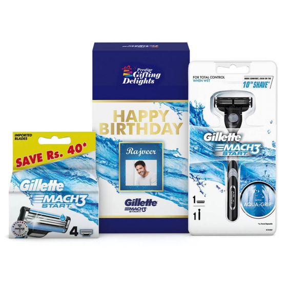 Gillette Mach3 Start Razor Shaving Birthday Gift Pack for Men with 4 Cartridge