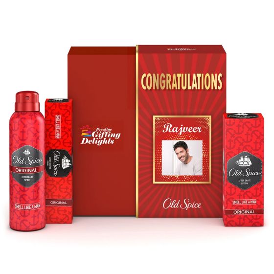 Old Spice Original Perfume Personal Grooming Congratulations Gift Set for Men