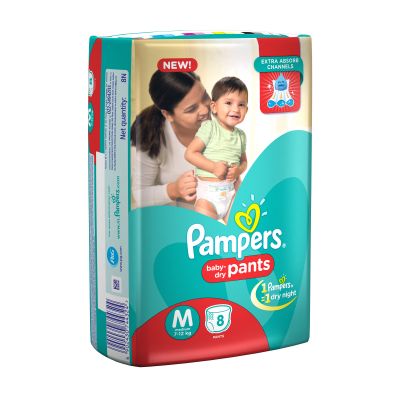 Medium Size Pampers New Diapers Pants (8 Count) 
