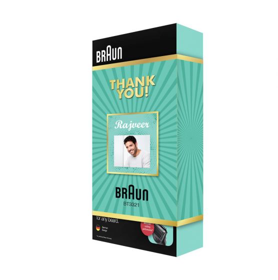 Braun Beard Trimmer 3, BT3321 Thank You Gift Pack  for Men