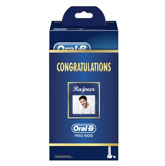 Oral-B Pro 600 Cross Action Electric Rechargeable Toothbrush Congratulation Gift Pack