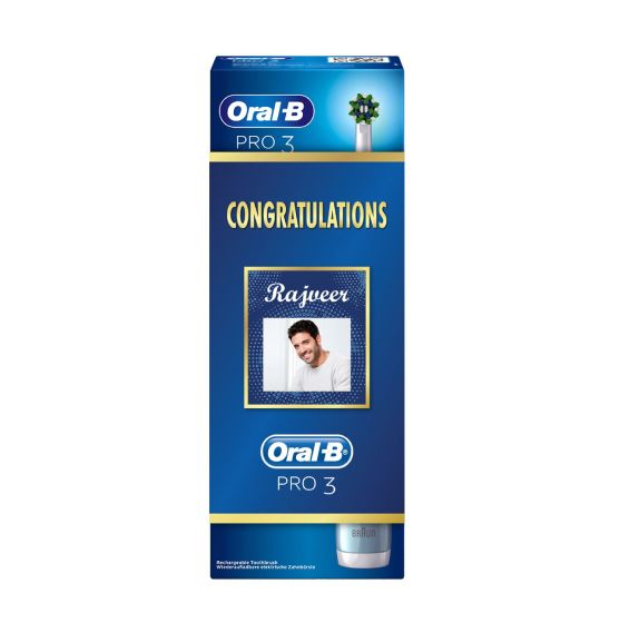 Oral B Pro 3 Electric Toothbrush with Triple Pressure Control Congratulation Gift Pack