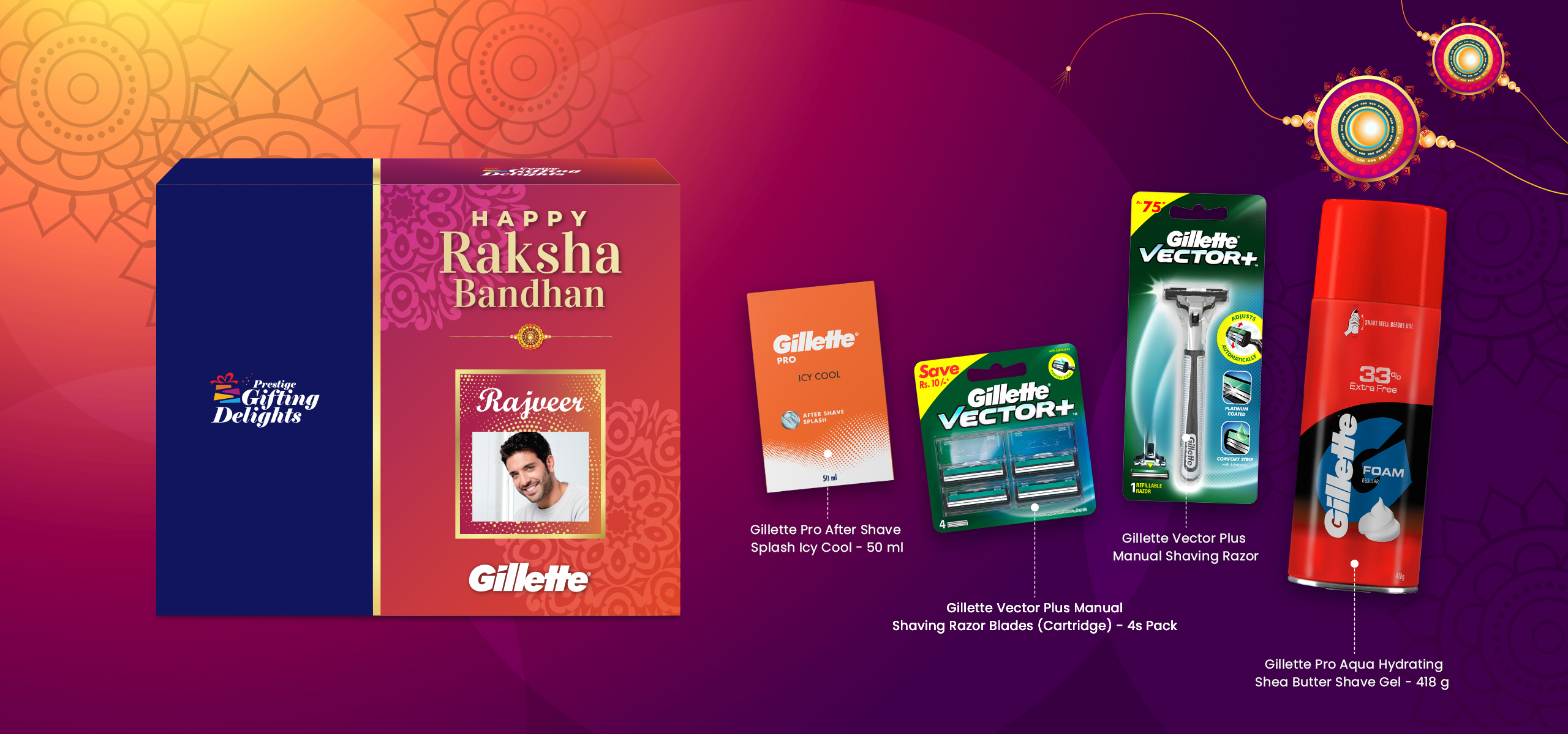 Gillette Vector Shaving Rakhi Gift Pack
