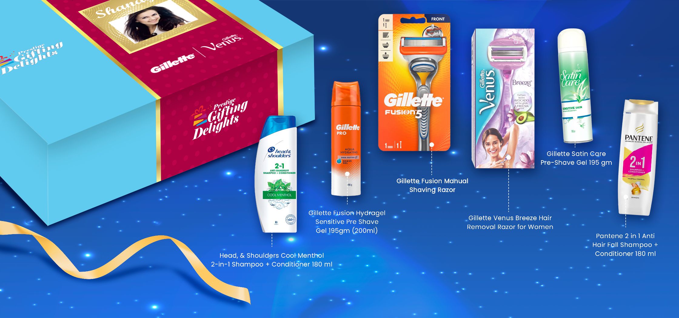 Gillette Venus + Fusion Manual Shaving & Haircare Happy Birthday Kit For Him And Her