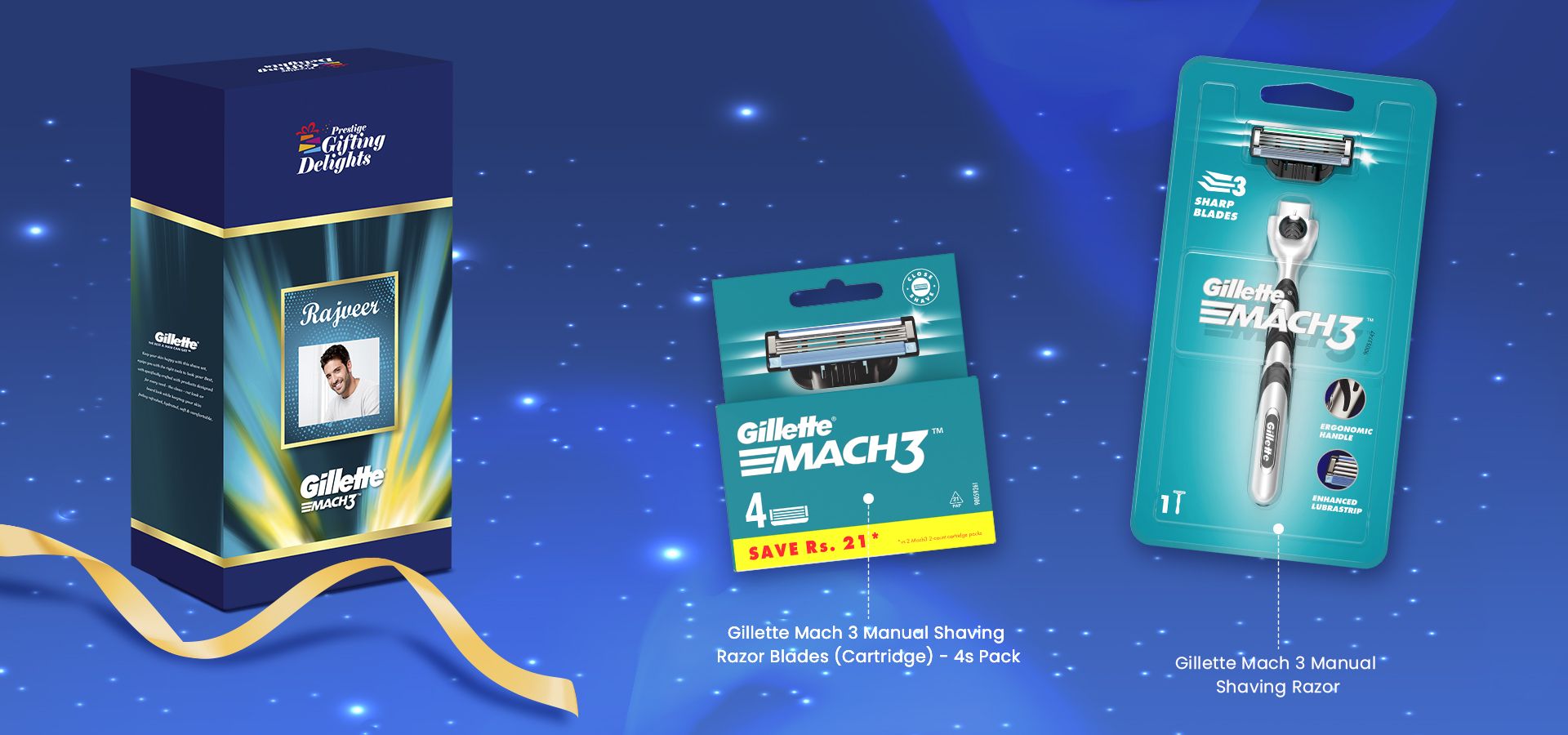 Gillette Mach3 Razor Shaving Corporate Gift Pack for Men with 4 Cartridge