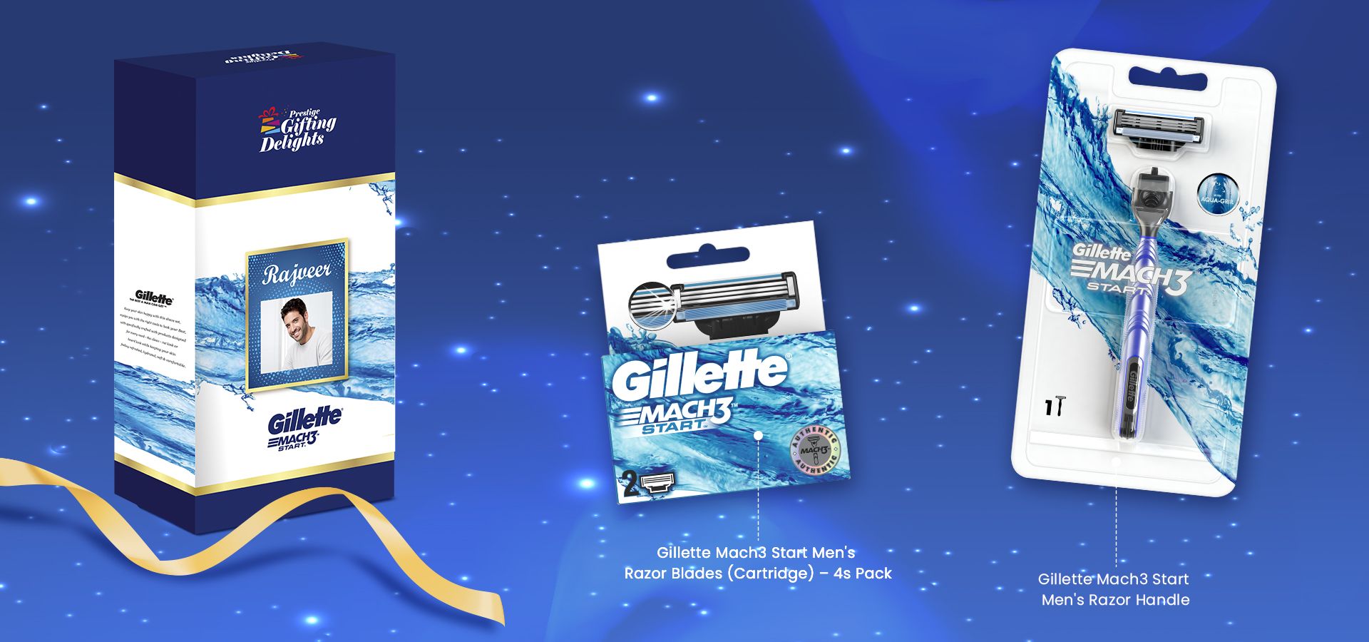 Gillette Mach3 Start Razor Shaving Corporate Gift Pack for Men with 4 Cartridge