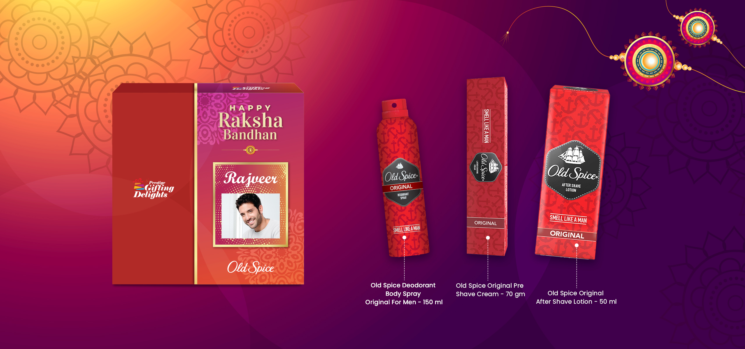 Old Spice Original Perfume Personal Grooming Rakhi Gift Set for Men