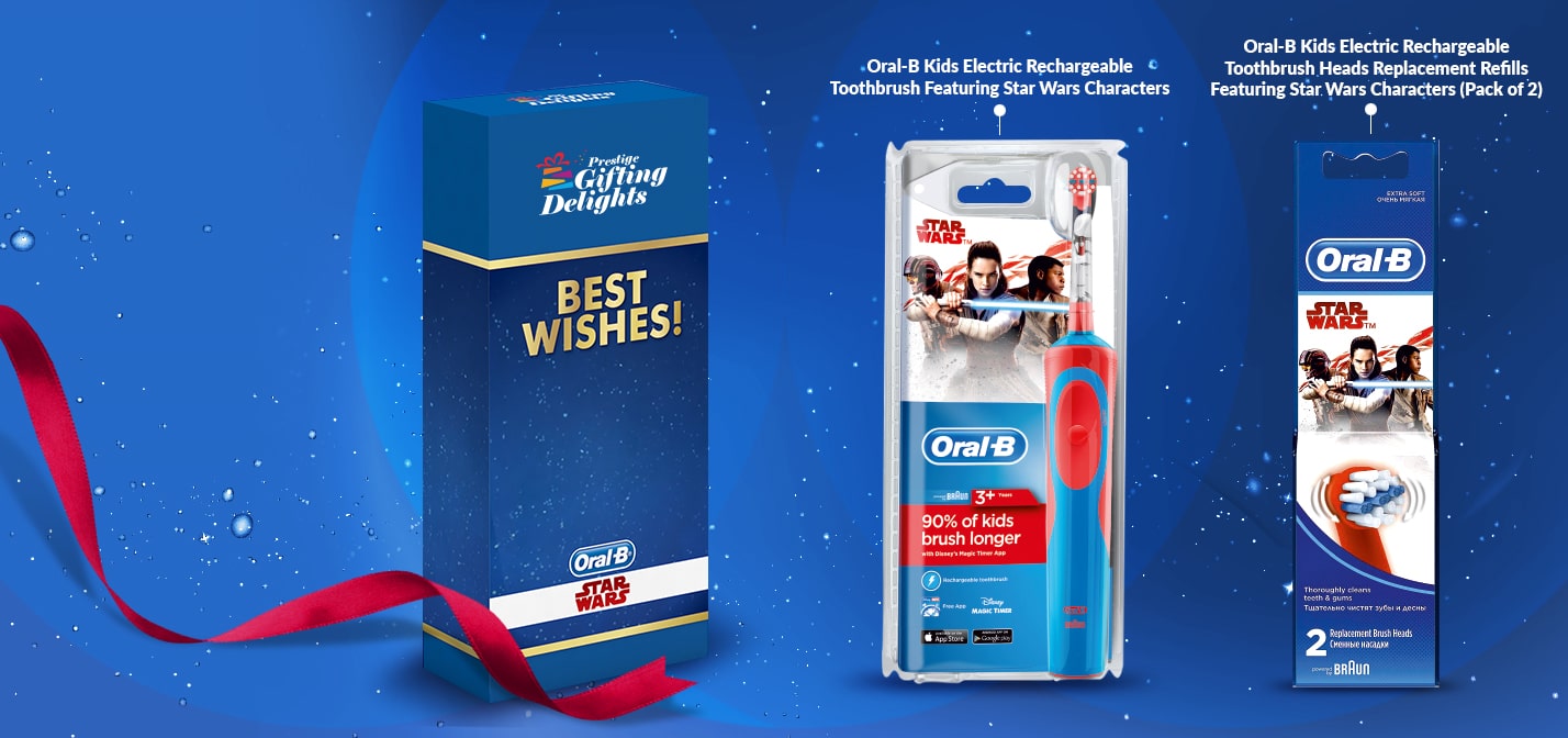 Oral-B Kids Electric Rechargeable Toothbrush with Replacement Refills Star Wars Corporate Gift Pack