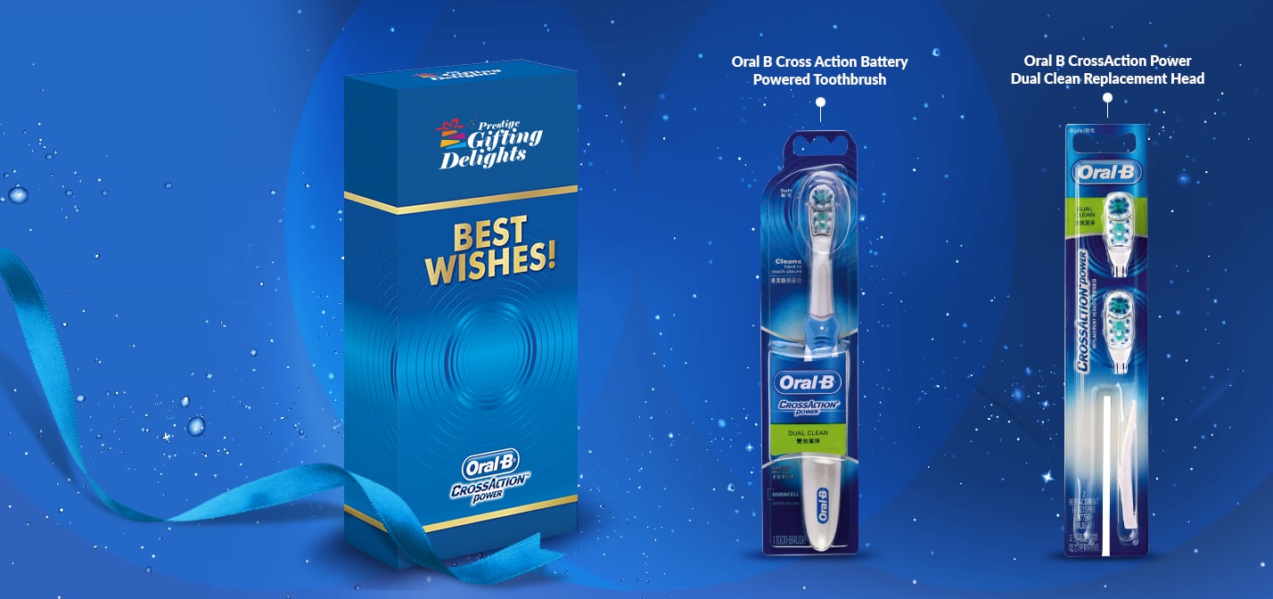 Oral B Cross Action Battery Powered Toothbrush with Replacement Refills Thank You Gift Pack