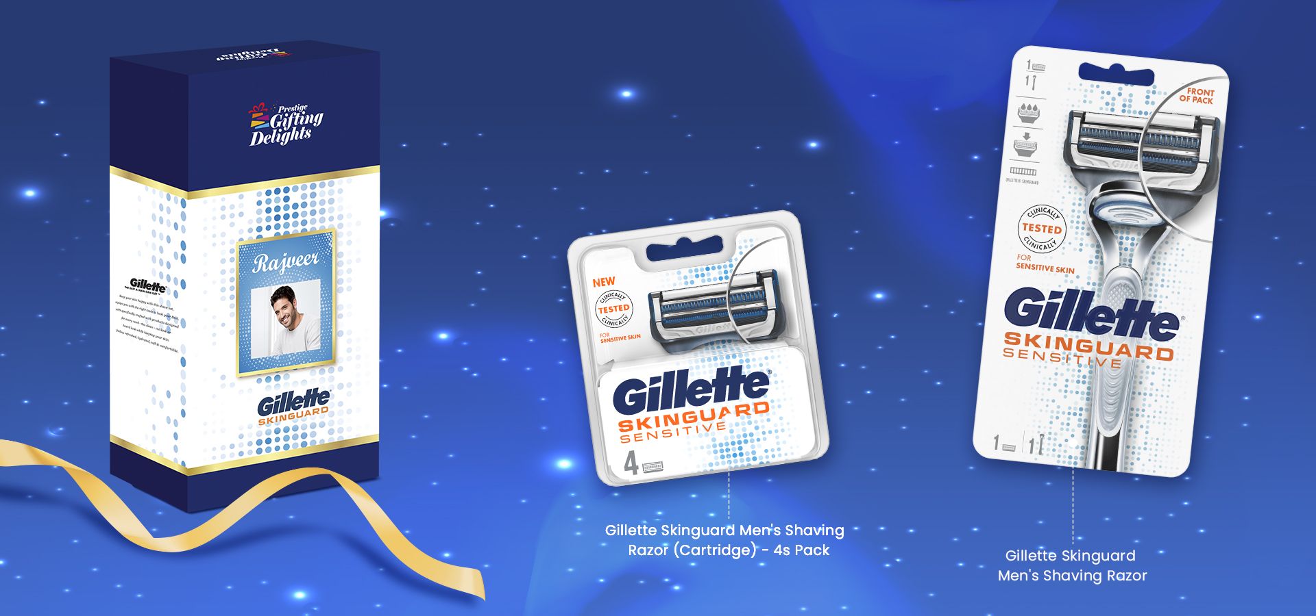 Gillette Skinguard Razor Shaving Corporate Gift Pack for Men with 4 Cartridge